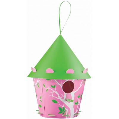 Tweet Tweet Home Nichoir en forme de cône avec branche rose & vert